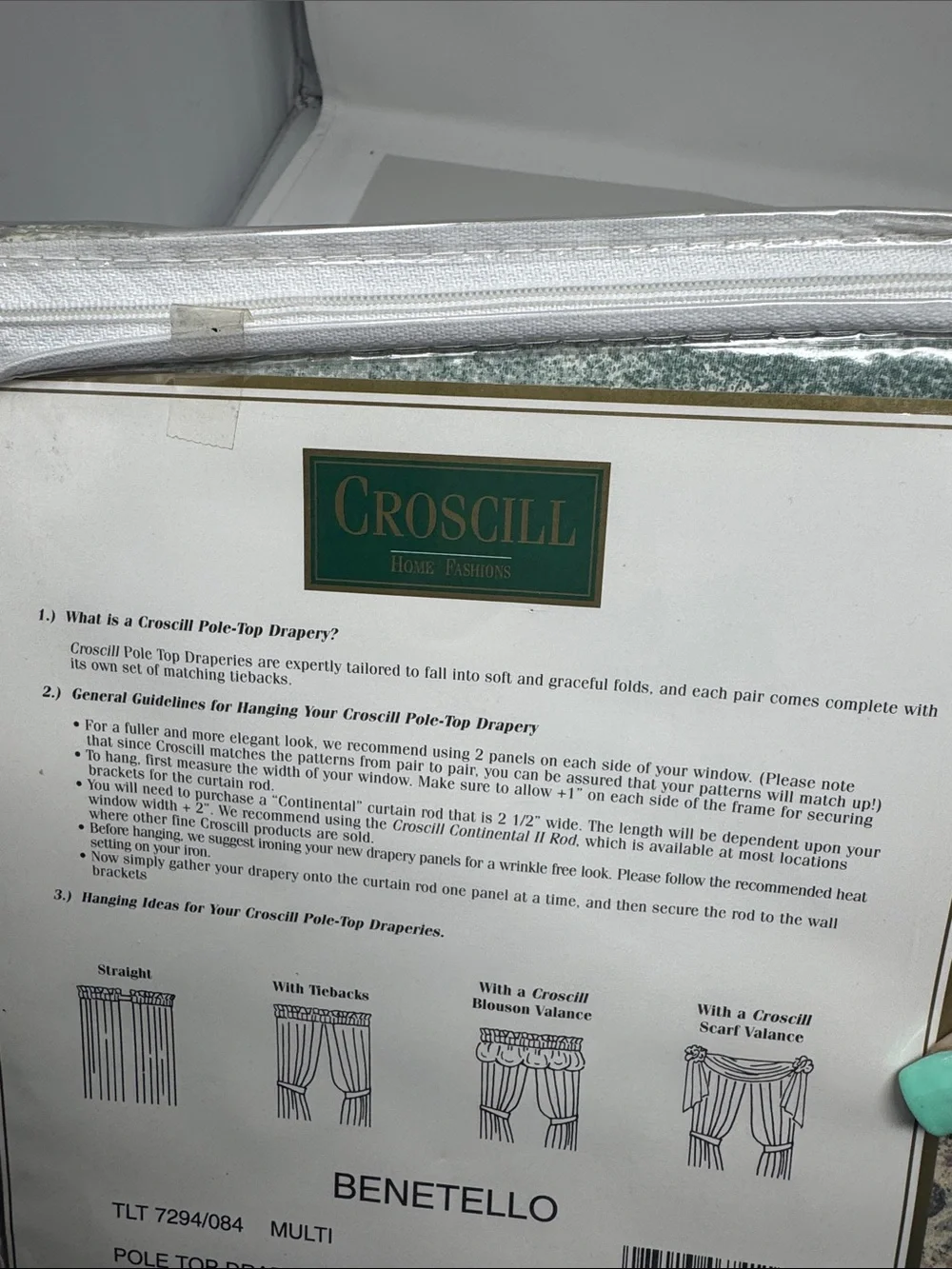 CROSCILL POLE TOP LINED DRAPERY PAIR PANELS WITH TIEBACKS 82